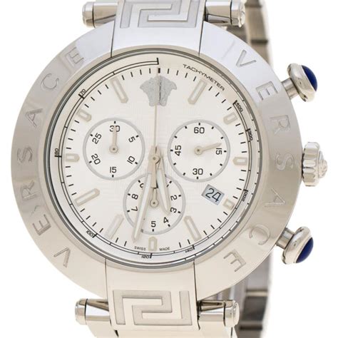 Versace Silver Stainless Steel Reve VQZ Chronograph Men's